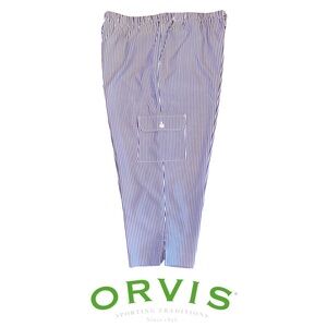 NWOT ORVIS Women’s Blue and White Striped Seersucker Relaxed Fit Pants  XL.